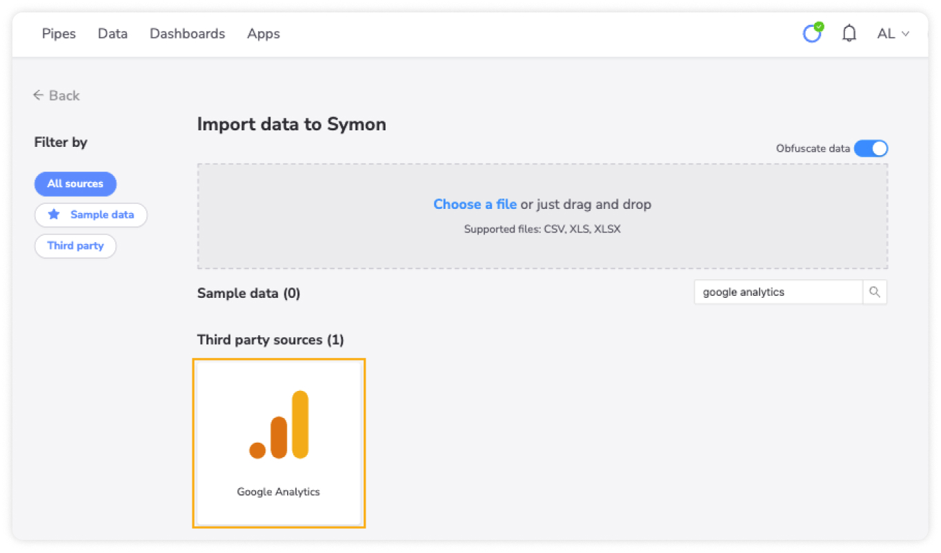 Import Google Analytics data to Symon.AI